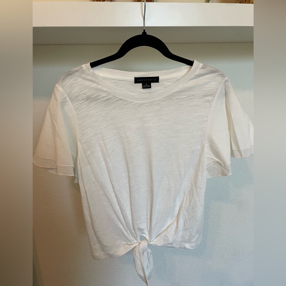 Sanctuary white front tie t-shirt with flare sleeves